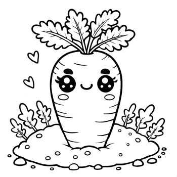 Kawaii carrot in garden png