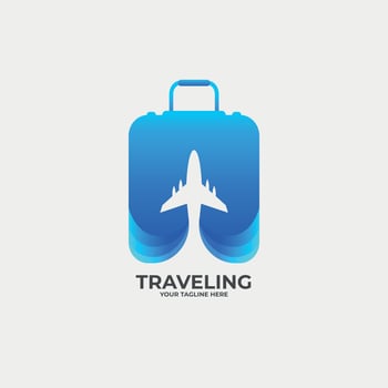 Traveling suitcase logo Premium vector