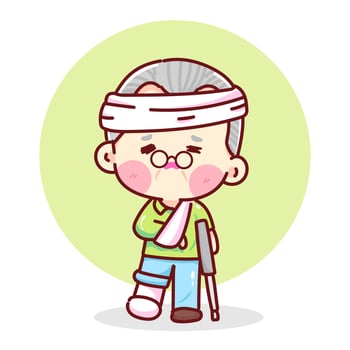 Cartoon character with injuries vector