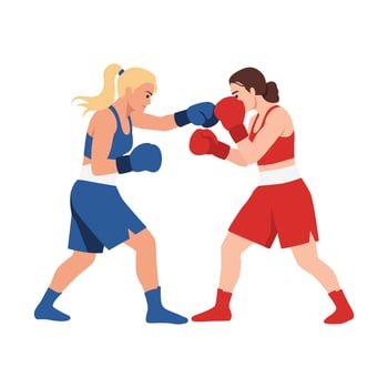 female boxers fighting in the ring vector