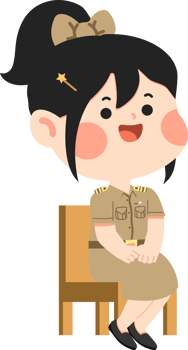 A cartoon girl in uniform sitting on a chair png