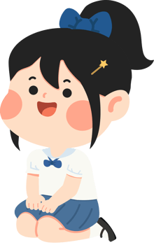 A cartoon girl sitting on the floor with her hands on her knees png