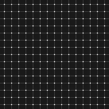 Abstract grid on black background with lines and dots. vector