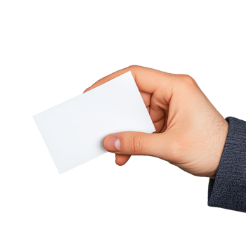 Close-up of a hand holding a blank business card with a transparent background. Ideal for branding, marketing, corporate identity, and business presentation concepts. png