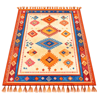 Colorful Geometric Rug with Diamond Pattern png