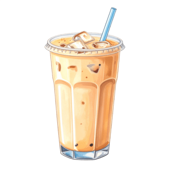 Iced Coffee in Plastic Cup with Straw png