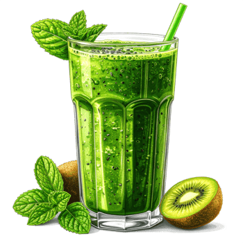 Refreshing Green Kiwi Smoothie with Mint Garnish png