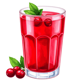 Red Cranberry Juice in Glass with Watercolor Style png