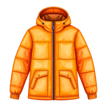Orange Hooded Puffer Jacket Illustration png