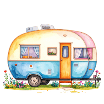 Pastel Watercolor Caravan Illustration png