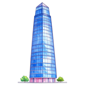 Tall Blue Glass Skyscraper Illustration png