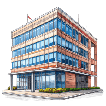 Modern Brick Office Building Isometric Illustration png