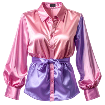Pink and Purple Ombre Satin Blouse with Belt png