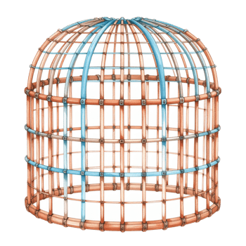 Dome Shaped Bamboo Cage Structure Watercolor Illustration png