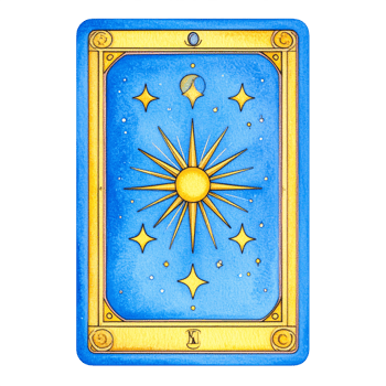 Celestial Sun and Stars Watercolor Tarot Card png