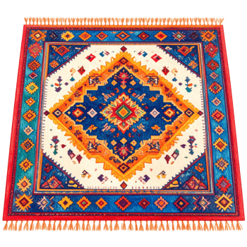 Colorful Diamond Pattern Rug With Vibrant Colors png