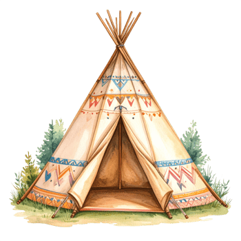 Watercolor Teepee with Geometric Patterns png