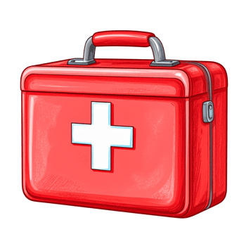 Red First Aid Kit with White Cross on Transparent Background png