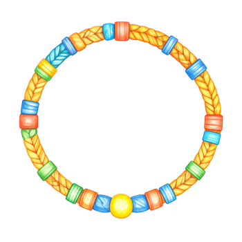 Circular Braid Frame with Colorful Beads png