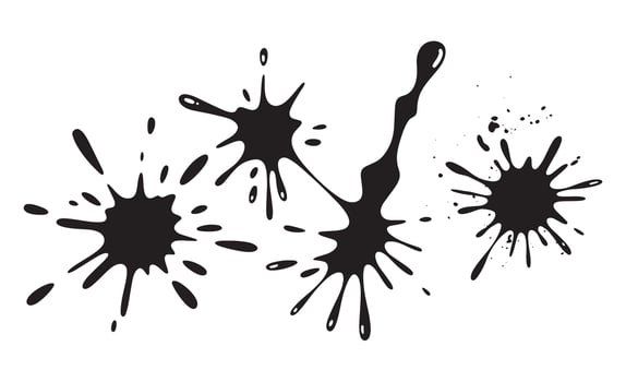 Collection of black ink splatters and drops on a white background vector