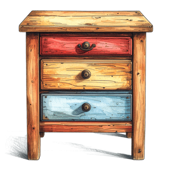 Colorful Wooden Chest of Drawers Illustration png