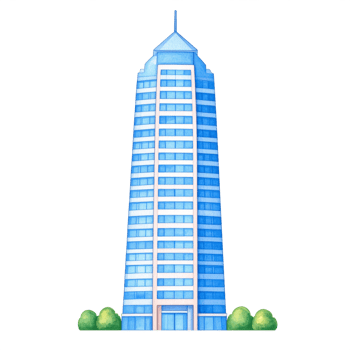 Tall Blue Office Building Watercolor Illustration png