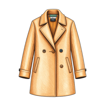 Beige Double Breasted Coat Illustration png