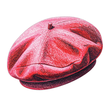 Red Woolen Beret Drawing on Transparent Background png