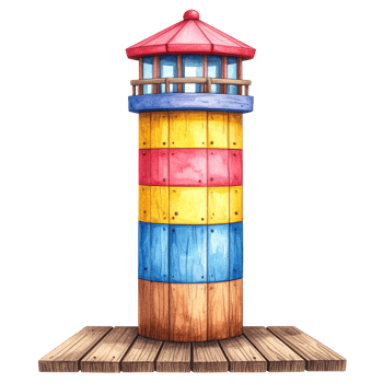 Colorful Watercolor Lighthouse Illustration png