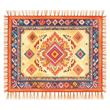 Colorful Tribal Rug with Geometric Pattern png