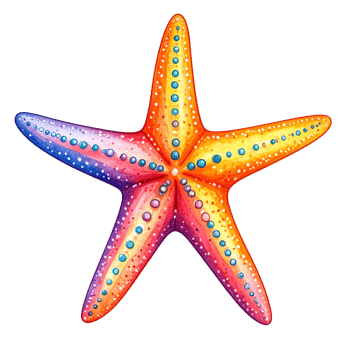 Vibrant Rainbow Starfish Illustration on Transparent Background png