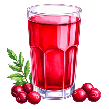 Detailed Glass of Red Cranberry Juice with Berries png
