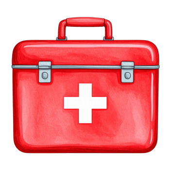 Red First Aid Kit with White Cross Illustration png