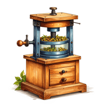 Vintage Wooden Seed Press with Metal Components png