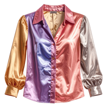 Colorful Satin Blouse with Block Colors png