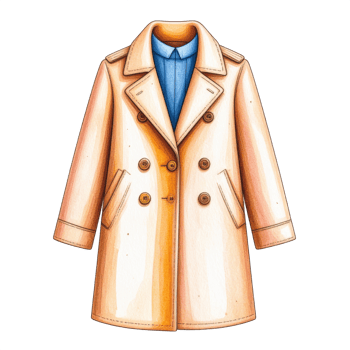 Beige Double-Breasted Coat Illustration png