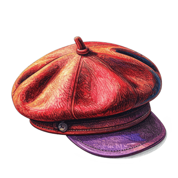 Red Leather Beret with Purple Brim Artistic Illustration png