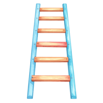 Pastel Blue Wooden Ladder Watercolor Illustration png