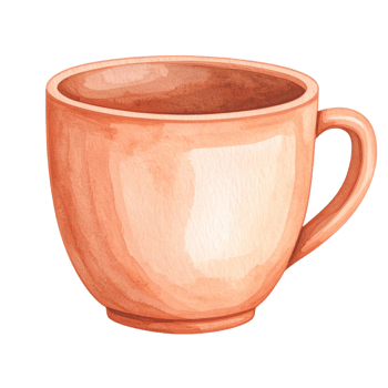 Watercolor Illustration of an Empty Terracotta Mug png