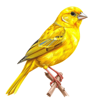 Yellow Bird Perched on Branch, Wildlife Illustration png