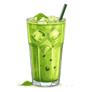 Refreshing Matcha Green Tea Smoothie in Tall Glass png