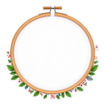 Floral Embroidery Hoop Frame on Transparent Background png