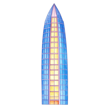 Tall Blue Glass Skyscraper Watercolor png