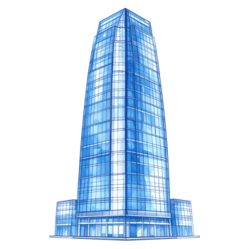 Blue Watercolor Skyscraper Illustration png
