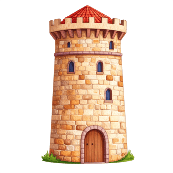 Stone Tower with Red Roof Illustration png