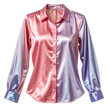 Pink And Purple Ombre Satin Blouse With Long Sleeves png