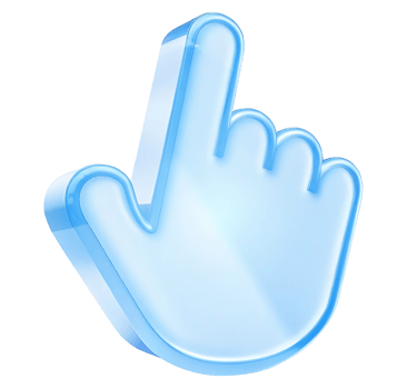 Glossy blue hand cursor icon pointing up isolated png