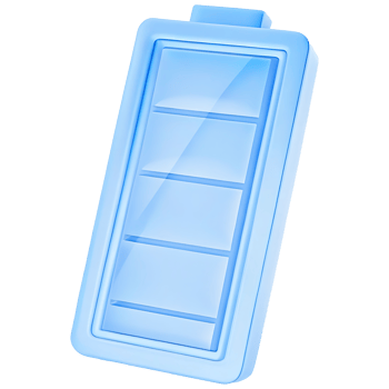 A stylized blue battery icon with four bars indicating charge level isolated png