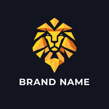 Geometric lion head logo in polygonal style for modern premium brand identity and bold corporate design vector