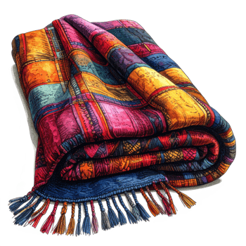 Colorful Patchwork Throw Blanket with Geometric Design png